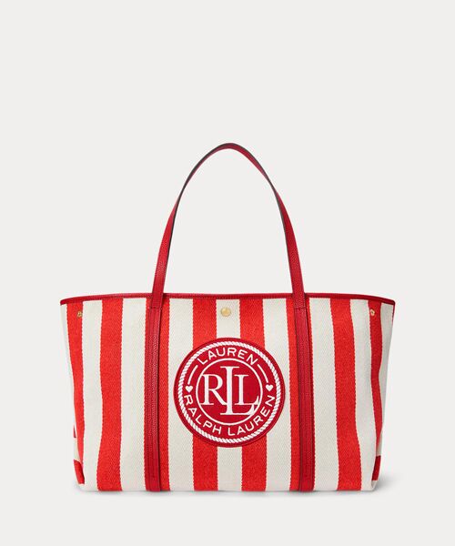 LAUREN RALPH LAUREN/ローレン ラルフ ローレン ストライプド ヘリンボーン ラージ Emerie トート 600レッド ONE LAUREN RALPH LAUREN/ローレン ラルフ ローレン ストライプド ヘリンボーン ラージ Emerie トート 600レッド ONE