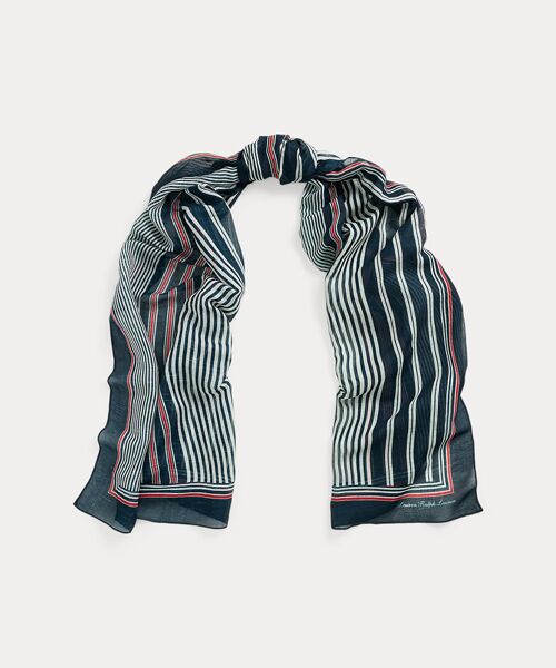 LAUREN RALPH LAUREN/ローレン ラルフ ローレン ストライプド リネンブレンド ラップ スカーフ 410ネイビー ONE LAUREN RALPH LAUREN/ローレン ラルフ ローレン ストライプド リネンブレンド ラップ スカーフ 410ネイビー ONE