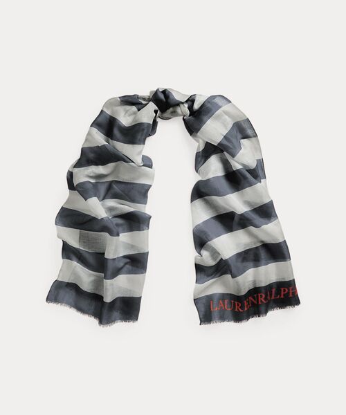 LAUREN RALPH LAUREN/ローレン ラルフ ローレン ロゴ ストライプド ラップ スカーフ 410ネイビー ONE LAUREN RALPH LAUREN/ローレン ラルフ ローレン ロゴ ストライプド ラップ スカーフ 410ネイビー ONE