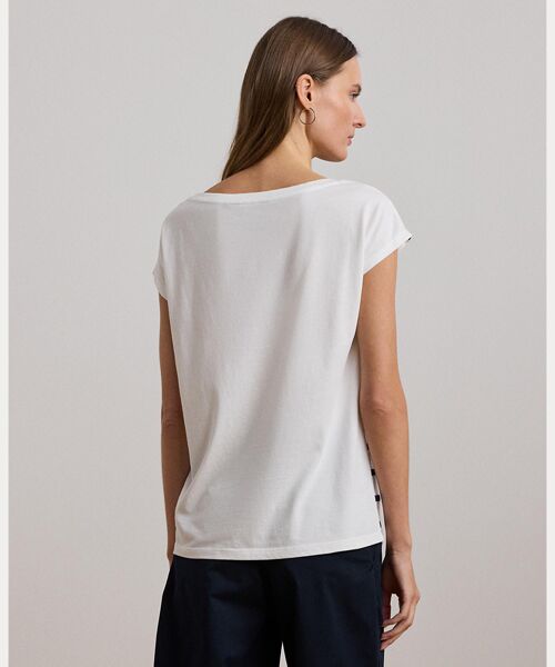 ローレン ラルフ ローレン LAUREN RALPH LAUREN コットンブレンド ジャージー グラフィック Tシャツ （100ホワイト） ローレン ラルフ ローレン LAUREN RALPH LAUREN コットン