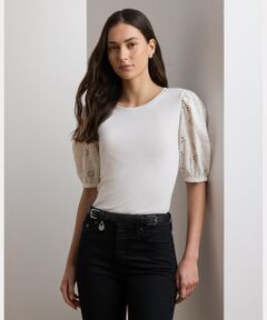 LAUREN RALPH LAUREN / ローレン ラルフ ローレン Tシャツ | アイレット ジャージー パフスリーブ Tシャツ