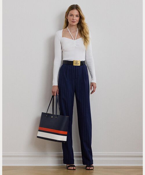 LAUREN RALPH LAUREN/ローレン ラルフ ローレン ピンストライプ ウールブレンド ツイル パンツ 410ネイビー 2 LAUREN RALPH LAUREN/ローレン ラルフ ローレン ピンストライプ ウールブレンド ツイル パンツ 410ネイビー 2