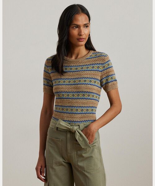 LAUREN RALPH LAUREN/ローレン ラルフ ローレン フェア アイル ショートスリーブ セーター 999マルチカラー L LAUREN RALPH LAUREN/ローレン ラルフ ローレン フェア アイル ショートスリーブ セーター 999マルチカラー L