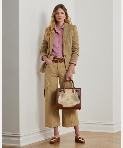 【RALPH LAUREN】ラタン＆レザー Mサイズ デヴィン トートバッグ ラタン & レザー ミディアム Devyn トート バッグ | ラルフ