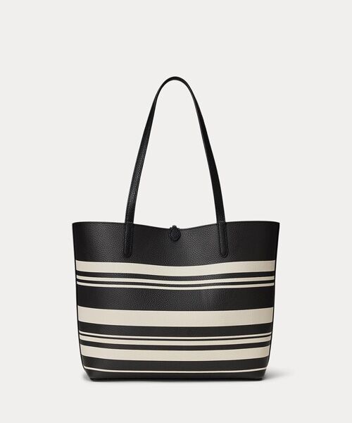 LAUREN RALPH LAUREN* ストライプ ラージ トートバッグ RALPH LAUREN｜ストライプド ヘリンボーン ラージ Emerie トート