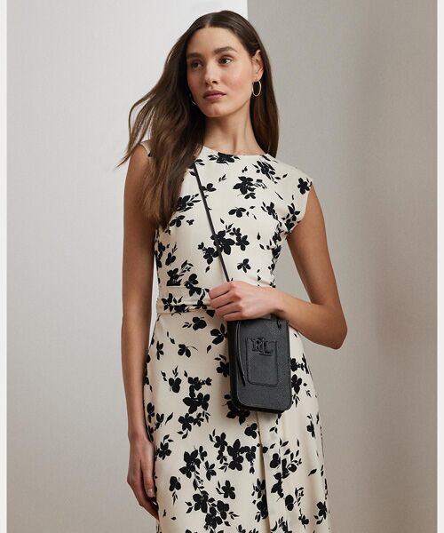 関税送料込♪ラルフローレン キャンバス  Cameryn クロスボディ LAUREN RALPH LAUREN ペブルド レザー ラージ Cameryn クロス