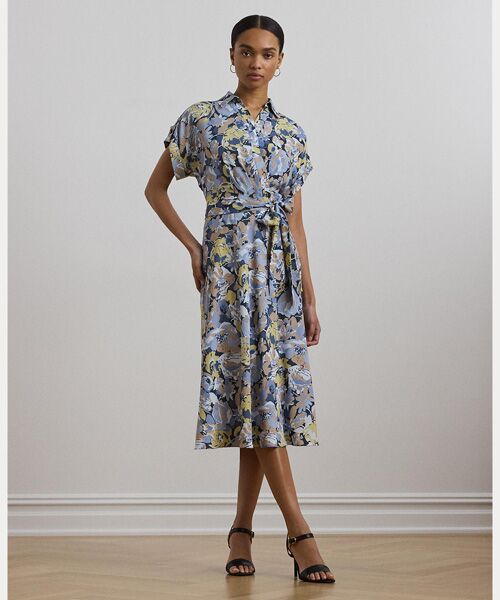 LAUREN RALPH LAUREN/ローレン ラルフ ローレン フローラル ベルテッド クレープ ドレス 400ブルー 2 LAUREN RALPH LAUREN/ローレン ラルフ ローレン フローラル ベルテッド クレープ ドレス 400ブルー 2