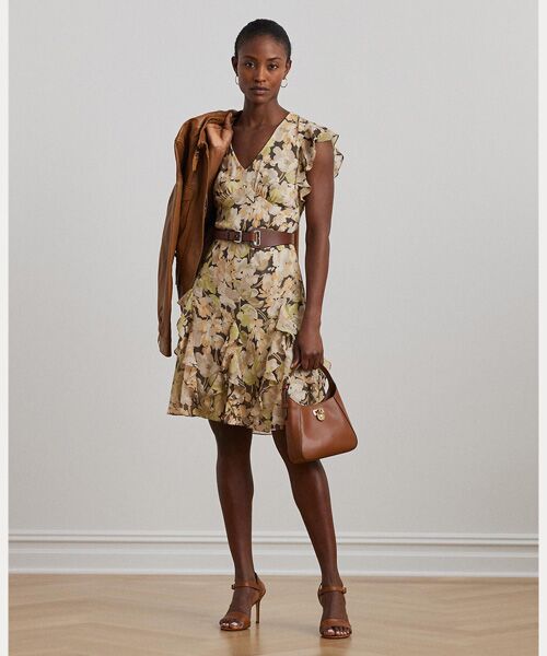 LAUREN RALPH LAUREN/ローレン ラルフ ローレン フローラル フリルトリム ジョーゼット ドレス 300グリーン 00 LAUREN RALPH LAUREN/ローレン ラルフ ローレン フローラル フリルトリム ジョーゼット ドレス 300グリーン 00