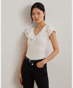 LAUREN RALPH LAUREN / ローレン ラルフ ローレン Tシャツ | フリルトリム ジャージー フラッタースリーブ Tシャツ