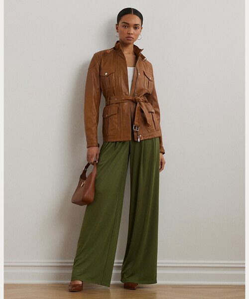 LAUREN RALPH LAUREN/ローレン ラルフ ローレン プリーテッド ストレッチ ジャージー ワイドレッグ パンツ 300グリーン 00 LAUREN RALPH LAUREN/ローレン ラルフ ローレン プリーテッド ストレッチ ジャージー ワイドレッグ パンツ 300グリーン 00