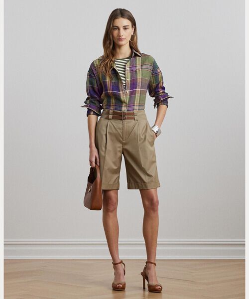 LAUREN RALPH LAUREN/ローレン ラルフ ローレン リラックス フィット チェック リネン シャツ 500パープル M LAUREN RALPH LAUREN/ローレン ラルフ ローレン リラックス フィット チェック リネン シャツ 500パープル M