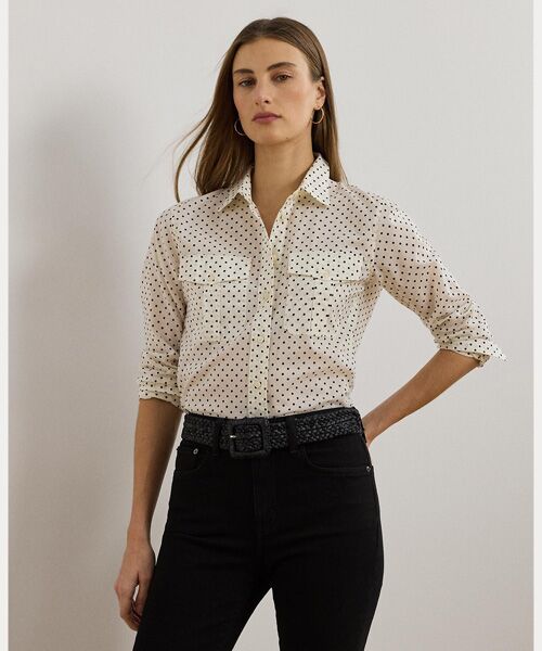 LAUREN RALPH LAUREN / ローレン ラルフ ローレン クラシック フィット ポルカドット コットン ボイル シャツ セール】 クラシック フィット ポルカドット コットン ボイル