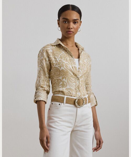 LAUREN RALPH LAUREN / ローレン ラルフ ローレン リラックス フィット フローラル リネン シャツ セール】 リラックス フィット フローラル リネン シャツ