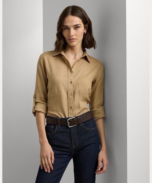 LAUREN RALPH LAUREN/ローレン ラルフ ローレン リラックスド フィット リネン シャツ 270ブラウン S LAUREN RALPH LAUREN/ローレン ラルフ ローレン リラックスド フィット リネン シャツ 270ブラウン S