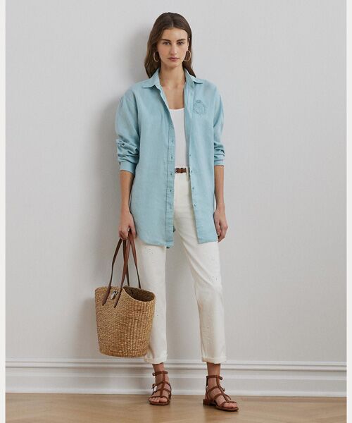 LAUREN RALPH LAUREN / ローレン ラルフ ローレン シャツ・ブラウス | オーバーサイズ フローラルロゴ リネン シャツ | 詳細2