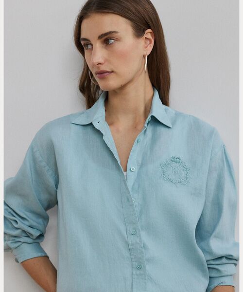 LAUREN RALPH LAUREN / ローレン ラルフ ローレン シャツ・ブラウス | オーバーサイズ フローラルロゴ リネン シャツ | 詳細4
