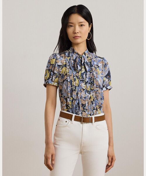 LAUREN RALPH LAUREN/ローレン ラルフ ローレン フローラル ジョーゼット パフスリーブ シャツ 400ブルー XXS LAUREN RALPH LAUREN/ローレン ラルフ ローレン フローラル ジョーゼット パフスリーブ シャツ 400ブルー XXS
