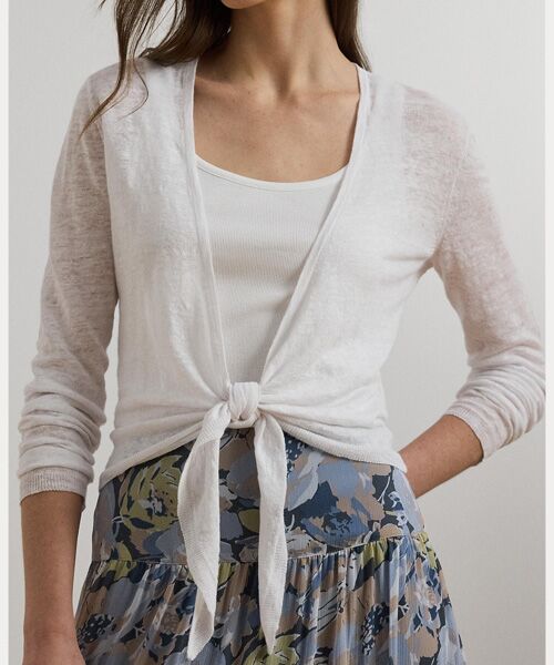 LAUREN RALPH LAUREN / ローレン ラルフ ローレン カーディガン・ボレロ | タイフロント リネン カーディガン | 詳細4