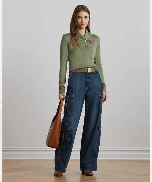 LAUREN RALPH LAUREN/ローレン ラルフ ローレン バックルトリム コットンブレンド セーター 300グリーン M LAUREN RALPH LAUREN/ローレン ラルフ ローレン バックルトリム コットンブレンド セーター 300グリーン M