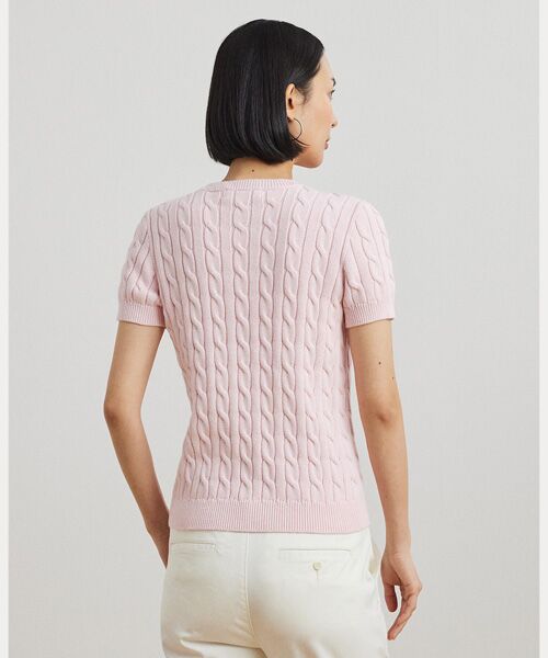 【新品】ラルフローレン 半袖 ケーブルニット ピンク M POLO POLO RALPH LAUREN - 美品 ポロ ラルフローレン ニット ケーブル