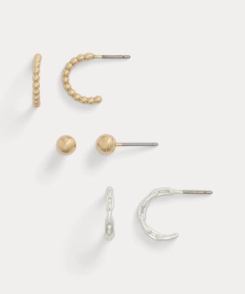LAUREN RALPH LAUREN / ローレン ラルフ ローレン ピアス・イヤリング | ツートーン リンク & ビーデッド ピアス セット | 詳細1