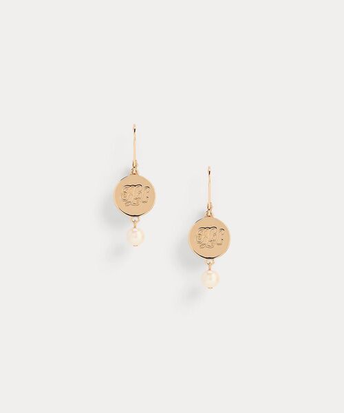 ゴールドプレーテッド ロゴ & フェイクパール ピアス （ピアス