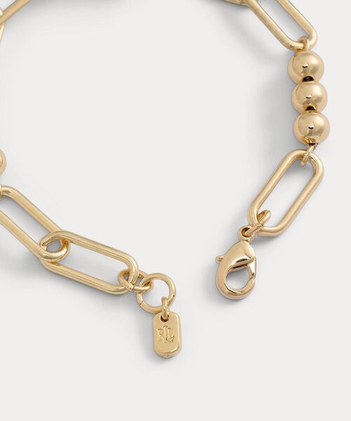 new【Ralph Lauren】Gold-Tone Paperclip Link ブレスレット ゴールドプレーテッド ビーデッド リンク フレックス