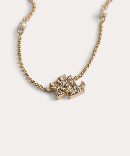 LAUREN RALPH LAUREN / ローレン ラルフ ローレン ネックレス・ペンダント・チョーカー | パヴェ ロゴ & フェイクパール ペンダント ネックレス | 詳細1