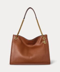 何学模様が素敵【Ralph Lauren】ミディアム Devynトートバッグ セール】 ラタン & レザー ミディアム Devyn トート バッグ