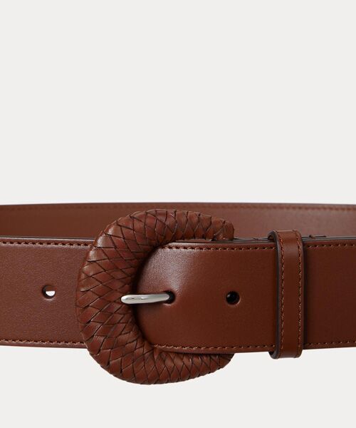 LAUREN RALPH LAUREN / ローレン ラルフ ローレン ベルト・サスペンダー | ウーブンバックル ヴァケッタ レザー ワイド ベルト | 詳細1