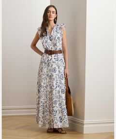 【RALPH LAUREN】ストライプ柄 ワイドレッグ ジャンプスーツ RALPH LAUREN｜ストライプド ベルテッド ツイル ワイドレッグ