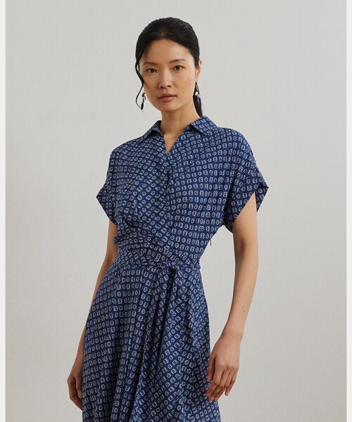 LAUREN RALPH LAUREN / ローレン ラルフ ローレン ロング・マキシ丈ワンピース | ジオプリント ベルテッド クレープ ドレス | 詳細2