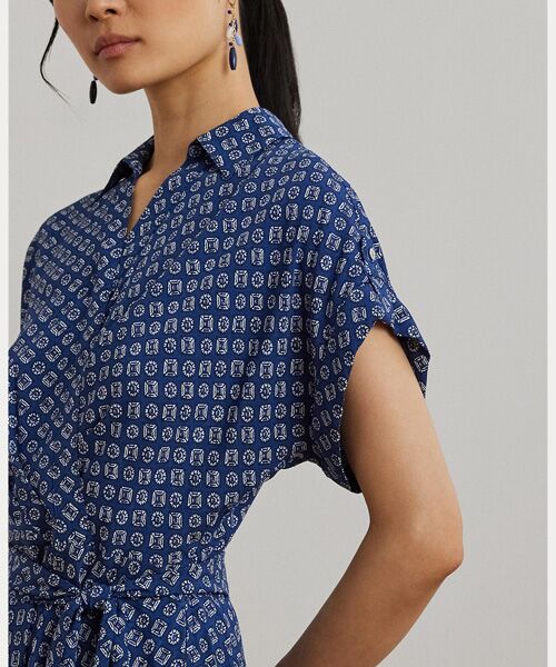 LAUREN RALPH LAUREN / ローレン ラルフ ローレン ロング・マキシ丈ワンピース | ジオプリント ベルテッド クレープ ドレス | 詳細4