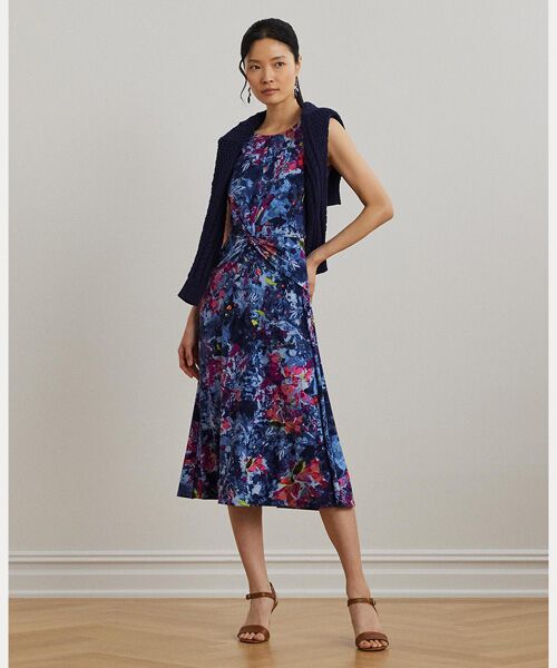 LAUREN RALPH LAUREN/ローレン ラルフ ローレン プリント ツイストフロント ジャージー ドレス 400ブルー 00 LAUREN RALPH LAUREN/ローレン ラルフ ローレン プリント ツイストフロント ジャージー ドレス 400ブルー 00