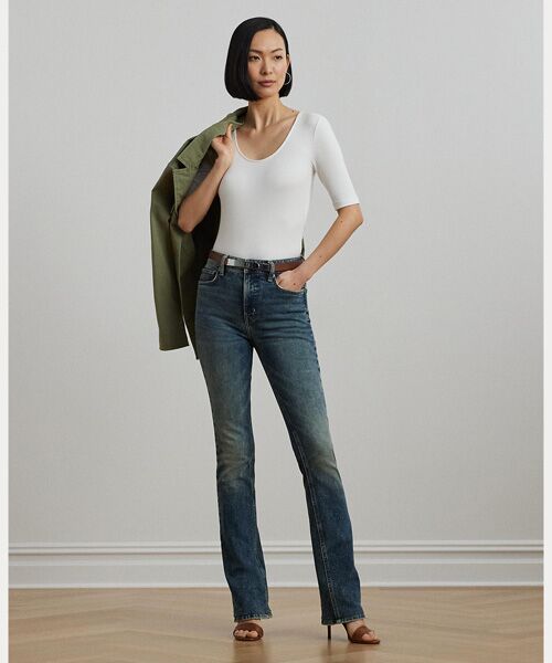 LAUREN RALPH LAUREN / ローレン ラルフ ローレン Tシャツ | リブニット コットンブレンド エルボースリーブ Tシャツ | 詳細2