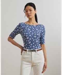 LAUREN RALPH LAUREN / ローレン ラルフ ローレン Tシャツ | フローラル ストレッチ コットン ボートネック Tシャツ