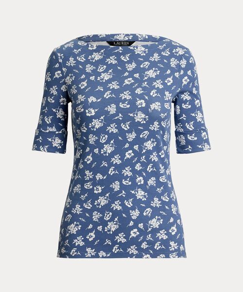LAUREN RALPH LAUREN / ローレン ラルフ ローレン Tシャツ | フローラル ストレッチ コットン ボートネック Tシャツ | 詳細1