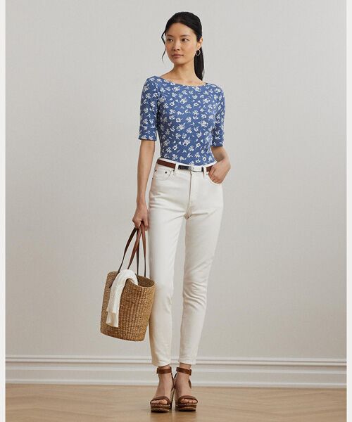 LAUREN RALPH LAUREN / ローレン ラルフ ローレン Tシャツ | フローラル ストレッチ コットン ボートネック Tシャツ | 詳細2