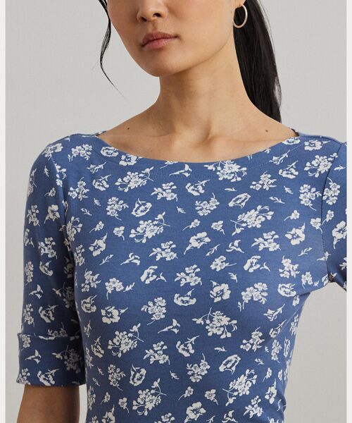 LAUREN RALPH LAUREN / ローレン ラルフ ローレン Tシャツ | フローラル ストレッチ コットン ボートネック Tシャツ | 詳細4