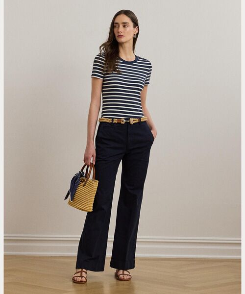 LAUREN RALPH LAUREN / ローレン ラルフ ローレン Tシャツ | ストライプド ボタントリム リブニット Tシャツ | 詳細2
