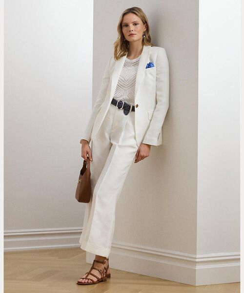 LAUREN RALPH LAUREN/ローレン ラルフ ローレン プリーテッド リネンブレンド ツイル ワイドレッグ パンツ 100ホワイト 6 LAUREN RALPH LAUREN/ローレン ラルフ ローレン プリーテッド リネンブレンド ツイル ワイドレッグ パンツ 100ホワイト 6