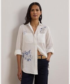 Ralph Lauren - 【春物 新入荷】新品 未使用品●RALPH LAUREN/ラルフローレン●ベルト付リネンシャツ/チュニック/長袖 ベージュ レディース M 春秋 121052 RALPH LAUREN ラルフローレン COTTON OXFORD シャツ[品番