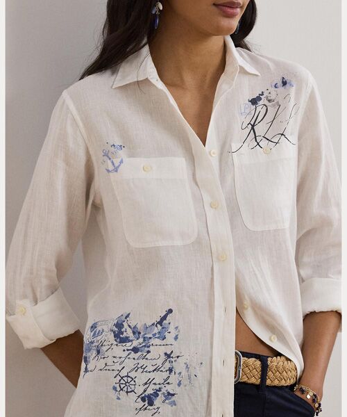 LAUREN RALPH LAUREN / ローレン ラルフ ローレン シャツ・ブラウス | リラックス フィット プリント ロールタブ スリーブ シャツ | 詳細4