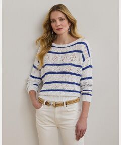 【RALPH LAUREN】ストライプ柄 ワイドレッグ ジャンプスーツ LAUREN RALPH オールインワン ストライプド ベルテッド ツイル