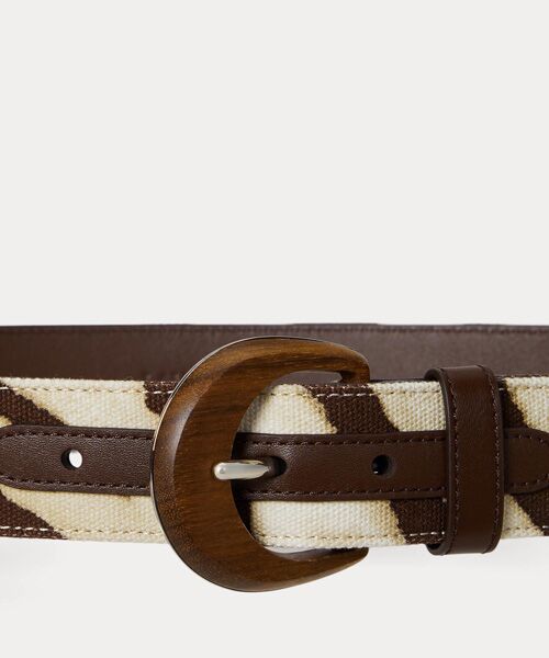 LAUREN RALPH LAUREN / ローレン ラルフ ローレン ベルト・サスペンダー | ゼブラプリント ウッドバックル ワイド ベルト | 詳細1