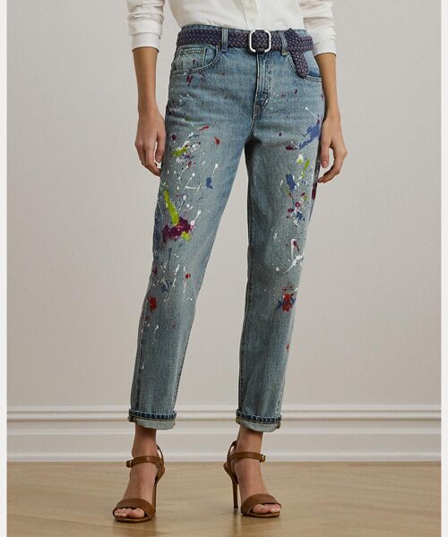 LAUREN RALPH LAUREN / ローレン ラルフ ローレン デニムパンツ | プリント ボーイフレンド テーパード アンクル ジーンズ | 詳細2