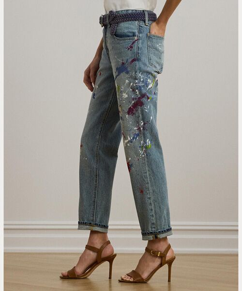 LAUREN RALPH LAUREN / ローレン ラルフ ローレン デニムパンツ | プリント ボーイフレンド テーパード アンクル ジーンズ | 詳細3