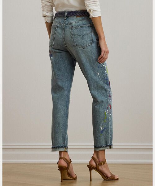 LAUREN RALPH LAUREN / ローレン ラルフ ローレン デニムパンツ | プリント ボーイフレンド テーパード アンクル ジーンズ | 詳細4