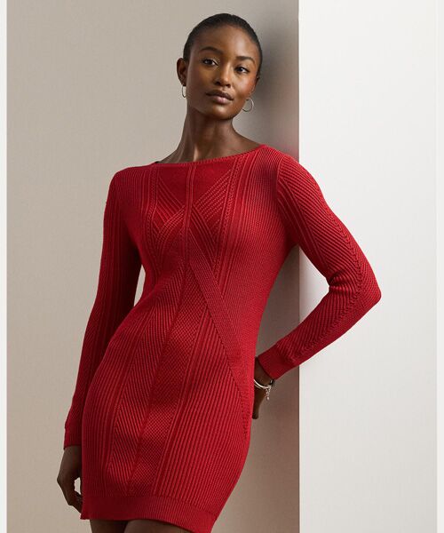 LAUREN RALPH LAUREN / ローレン ラルフ ローレン ミニ丈・ひざ丈ワンピース | ポインテール コットンブレンド セーター ドレス | 詳細2