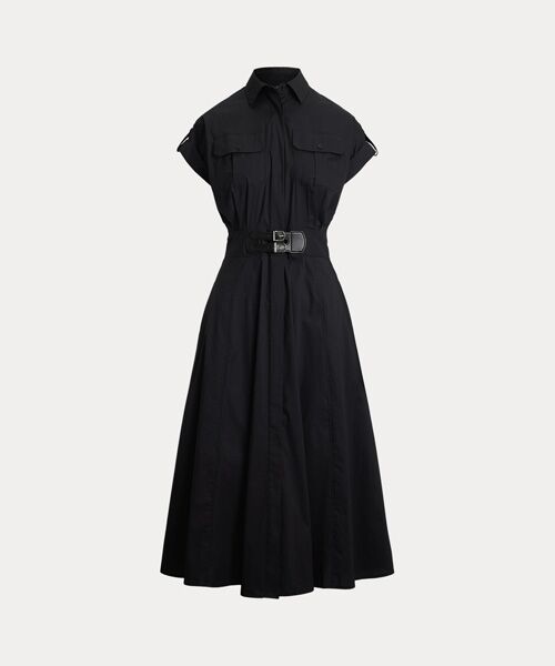 LAUREN RALPH LAUREN / ローレン ラルフ ローレン ミニ丈・ひざ丈ワンピース | バックルトリム コットンブレンド シャツドレス | 詳細1